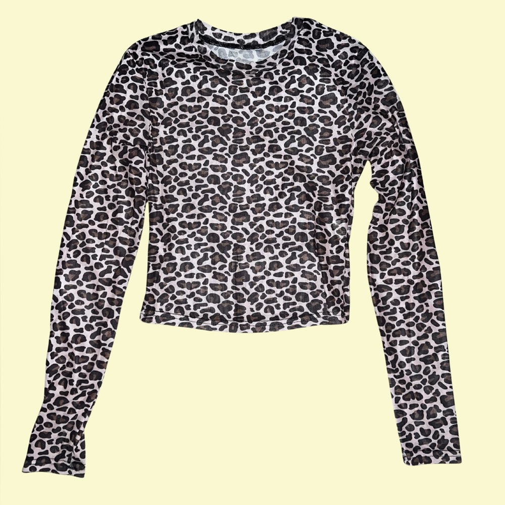 NWOT Y2K Cropped Mesh Leopard Top